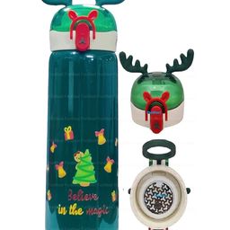 FunBlast Stainless Steel Vacuum Water Bottle with Lock button Green - 440 ml-image-12