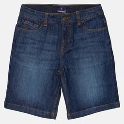 Kiddopanti Solid Denim Shorts - Dark Blue-picture-0