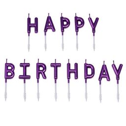 Decor Mantra happy birthday letters candles for cake decoration is perfect birthday decoration items - Purple - Pack of 13-25