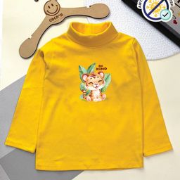 COCOON ORGANICS Cotton Rib Full Sleeves Tiger Printed Anti Microbial Tee - Yellow-image-69