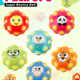 Fiddlerz Bouncy Ball for Kids Cute Animal Face Design Soft Foam High Bounce Ball Fun Indoor Outdoor Play Stress Relief Sensory Toy for Boys and Girls- (Pack of 3)-10