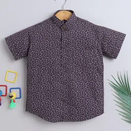 BAATCHEET CottonHalf Sleeves Floral Printed Shirt - Purple-picture-16