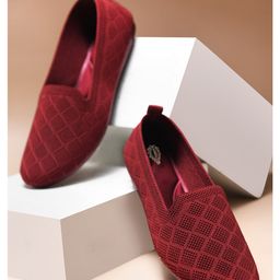 Shoetopia Mesh Detailed & Textured Ballerinas - Maroon-image-6