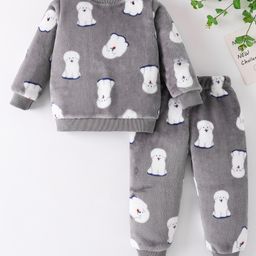 Mark & Mia Full Sleeves Winter Wear Night Suit with Puppy Print - Grey-picture-35
