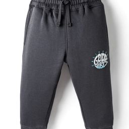 Doreme Knit Full Length Fleece & Woollen Pant With Text Print - Navy Blue-picture-3