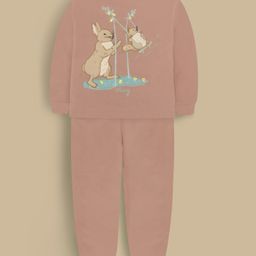 Cherry Crumble By Nitt Hyman Knit Full Sleeves Bunny Patch Detailed Winter Night Suit Set - Peach-picture-10
