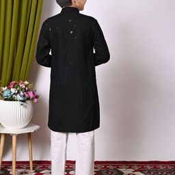 NFC CREATION Boys Embroidered Regular Sequinned Kurta with Pyjamas image 5