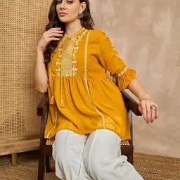 all about you Floral Embroidered Ethnic Georgette Top-picture-22