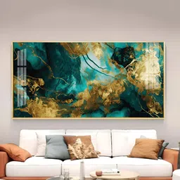 THE NEXT DECOR Abstract Hand-Painted Luxe Fusion Glass Finish Horizontal Wall Art-picture-49