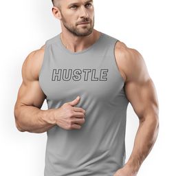 3Colors Printed Dri-FIT Sleeveless Activewear Gym Vest VEST-CCUT-HUSTLE-GREY_M-51