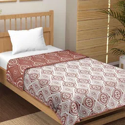 CHICERY Brown & White Floral Printed AC Room 210 GSM Cotton Double Bed Dohar-image-58