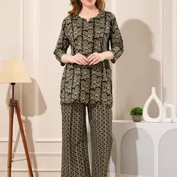 NIGHT FLOSS Printed Pure Cotton Tunic & Palazzo Co-Ord Set-image-7