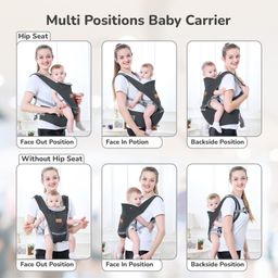 R for Rabbit 6 in 1 Comfy Hug Ergo Baby Carrier for New Born- Grey image 4