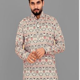 Acnos Men Beige Kurtas-picture-7