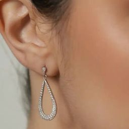 Mabel 92.5 Sterling Silver Pear Pave Dangler Earrings for Women-image-75