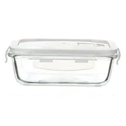 Femora Borosilicate Glass Rectangular Container with Air Vent Lid (1000 ml) - Set of 1-5