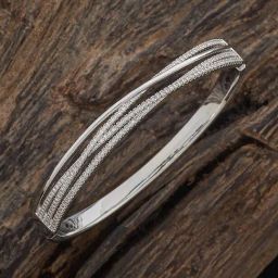 Kushal's Fashion Jewellery Rhodium White Kada for Women-picture-9