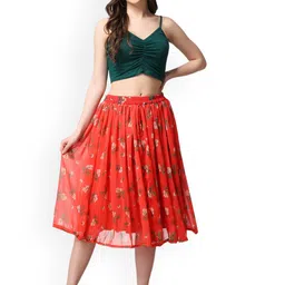 SCORPIUS Printed Flared Midi Skirt image 5