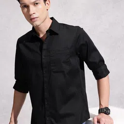 WROGN Solid Regular Fit Casual Shirt-image-3