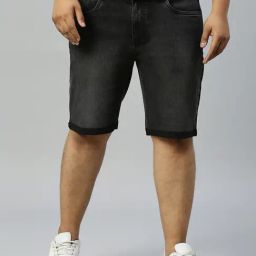 Turning Blue Black Slim Fit Denim Shorts-image-28
