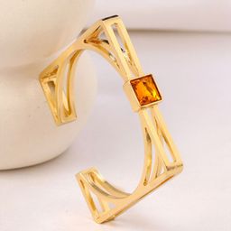 Yellow Chimes Gold Plated Crystals Kada Bracelet image 2