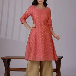 W Pink Viscose Embroidered 3/4th Sleeves Kurta-picture-41
