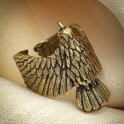 Sanjog Men Gold-Plated Soaring Eagle Hawk Animal Bird Design Adjustable Ring-36
