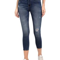RECAP Indigo Blue Cotton Distressed Jeans-picture-8