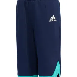 Adidas Kids Navy Cotton Color Block Pattern Sport Shorts-image-38