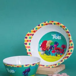 Servewell Trolls Melamine Bowl With Handle - Set of 2 image 1