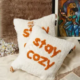 HOSTA HOMES White Cotton Cushion Covers - Set of 2-image-85