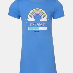 Jockey Kids Blue Cotton Printed Sleep Dress-image-109