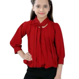 poplins Kids Maroon Cotton Regular Fit Top-image-69