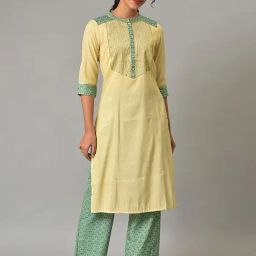 Aurelia Yellow & Green Embellished Kurta Palazzo Set-image-59