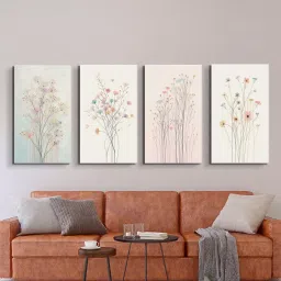 Nestroots Symphony Multi Frame Floral Canvas Wall Painting - Set of 4 image 1