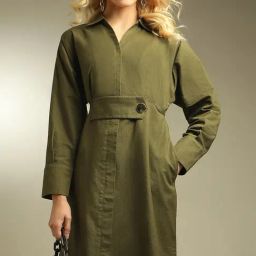 Vero Moda Olive Regular Fit Shirt Dress-image-51