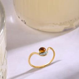 Mia by Tanishq Daiquiri 14k Diamond & Citrine Ring-image-3