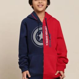 Kidsville Captain America Printed Multicolor Hoodie For Boys-image-53
