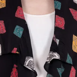 Cation Black Printed Open Front Shrug image 2
