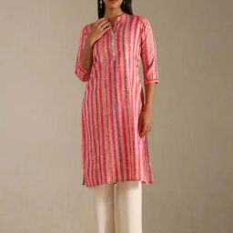 Soch Pink Straight Fit Striped Kurta-picture-37