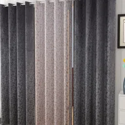 Galaxy Home Decor Grey & Gold Toned 3 Pieces Room Velvet Darkening Window Curtains-image-32
