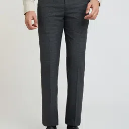 Park Avenue Grey Regular Fit Checks Trousers-picture-32