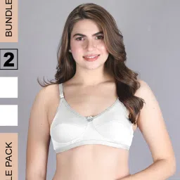 Lux Venus White Full Coverage Non-Wired Bra With Adjustable Strap - Pack of 2 image 1