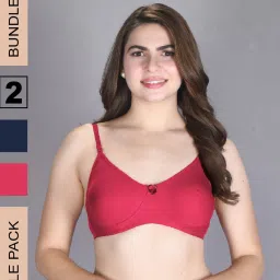 Lux Venus Navy & Fuchsia Full Coverage Non-Wired T-Shirt Bra With Adjustable Strap - Pack of 2 image 1