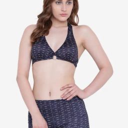 La Intimo Blue Printed Punk Life Tankini Bra & Boy Shorts-image-28