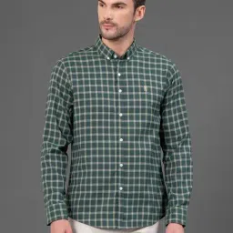 Red Tape Hunter Green Regular Fit Check Shirt-image-90
