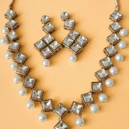 JN HANDICRAFT Gold-Plated Kundan Studded Jewellery Set-16