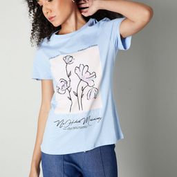 max Women Printed Extended Sleeves Raw Edge T-shirt-image-1