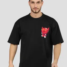 Chkokko Black Relaxed Fit Printed T-Shirt-image-83