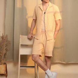 Campus Sutra Beige Regular Fit Self Pattern Co-Ord Set-picture-13